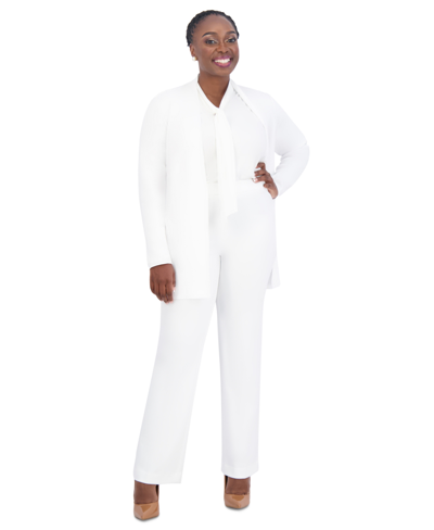 Kasper Women's Open-front Cardigan, Regular & Plus Sizes In White