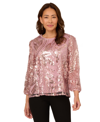 ADRIANNA PAPELL WOMEN'S EMBROIDERED SEQUIN TOP