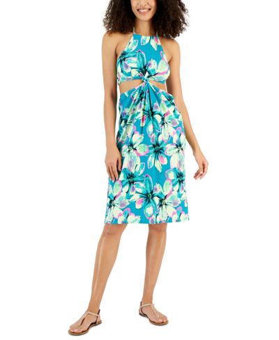 Miken Women's Halter Twist-front Dress Cover-up, Created For Macy's In Atoll,lunar Glow