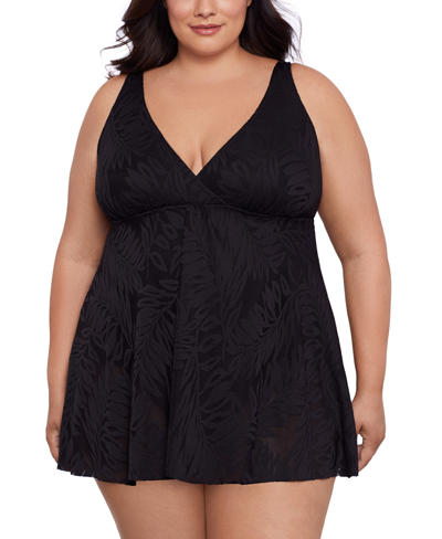 Swim Solutions Plus Size Flyaway Swim Dress, Created For Macy's In In The Shade