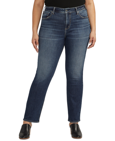 Silver Jeans Co. Plus Size Avery High-rise Curvy-fit Straight-leg Denim Jeans In Indigo