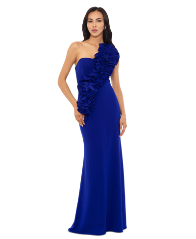Betsy & Adam Womens Full Length Embellished Evening Dress In Marine