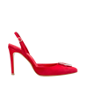 Ginissima Alice Red Suede And Crystal Buckle Slingback Pumps In Red