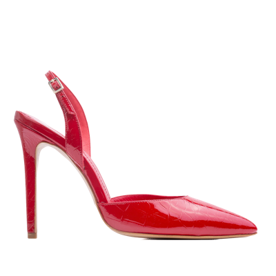 Ginissima Alice Red Croc Effect Leather Slingback Pumps
