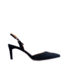Ginissima Alice Black Suede And Crystal Buckle Slingback Pumps In Black