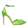 Ginissima Ana Fluo Green Satin Slingbacks In Green