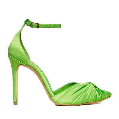 Ginissima Ana Fluo Green Satin Slingbacks