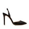 GINISSIMA ALICE BLACK SUEDE AND CRYSTAL BUCKLE SLINGBACK PUMPS