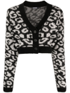 J. LINDEBERG BLACK MALLORY LEOPARD-PATTERN CARDIGAN