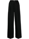 ALEXANDER WANG BLACK LAYERED-WAIST WOOL TROUSERS