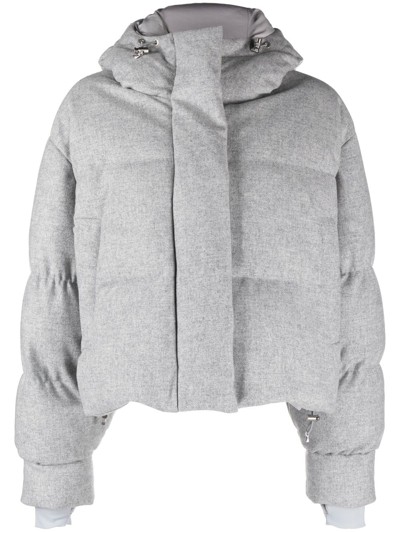 Cordova Aomori Cropped Wool-blend Down Ski Jacket In Grey Melange
