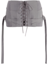 Knwls Strap-detail Lace-up Miniskirt In Grey