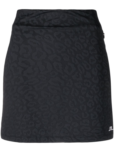 J. Lindeberg Black Denise Leopard-pattern Skirt