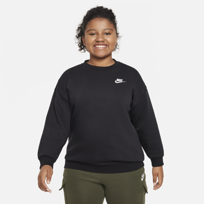 Nike Sportswear Club Fleece Big Kids' (girls') Oversized Sweatshirt (extended Size) In Black