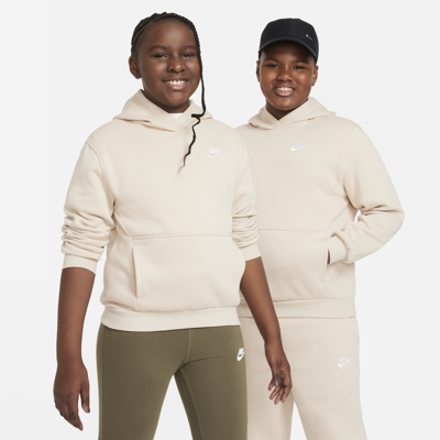 Nike Sportswear Club Fleece Big Kids' Pullover Hoodie (extended Size) In Brown