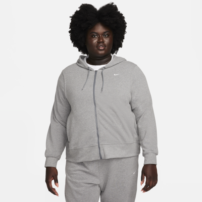 Nike Women's Dri-fit One Full-zip French Terry Hoodie (plus Size) In Grey
