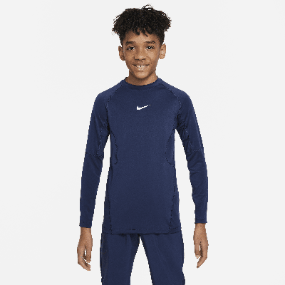 Nike Pro Big Kids' (boys') Dri-fit Long-sleeve Top In Blue