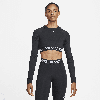 Nike Women's  Pro Dri-fit Cropped Long-sleeve Top In Black