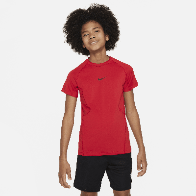 Nike Kids' Big Boys Pro Dri-fit Stretch Performance T-shirt In Unvred,bla