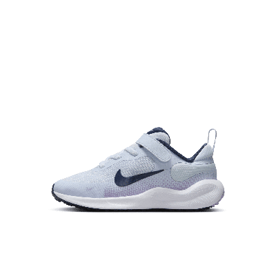 Nike Revolution 7 Little Kids' Shoes In Football Grey/lilac Bloom/lilac/midnight Navy