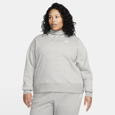 Nike Women's  Sportswear Club Fleece Funnel-neck Hoodie (plus Size) In Grey