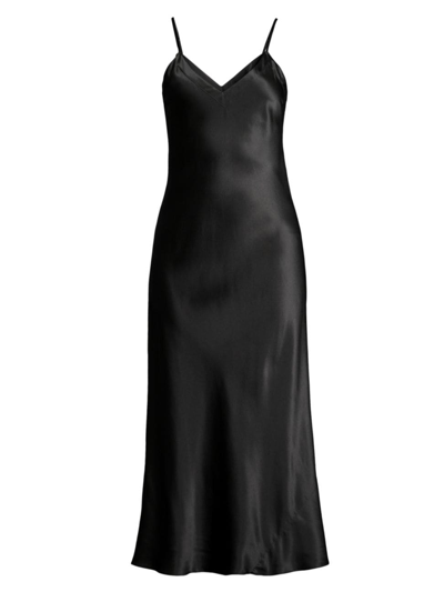 Ginia Long Silk Slip In Black