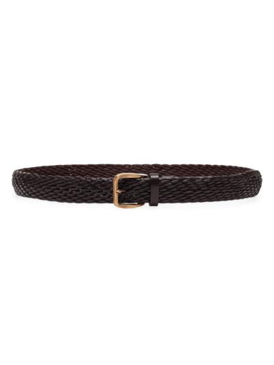 Brunello Cucinelli Interwoven-design Leather Belt In Acajou_fonce