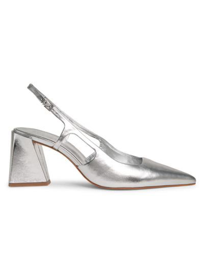 Schutz Women's Blanche Pointed Toe Slingback High Heel Pumps In Prata