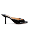 Aquazzura Women's Soul Sister 75mm Patent Leather Mules In Black