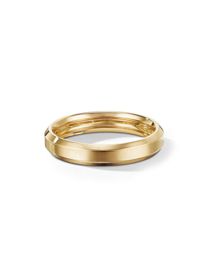 David Yurman Men's Beveled Band Ring In 18k Yellow Gold, 4mm