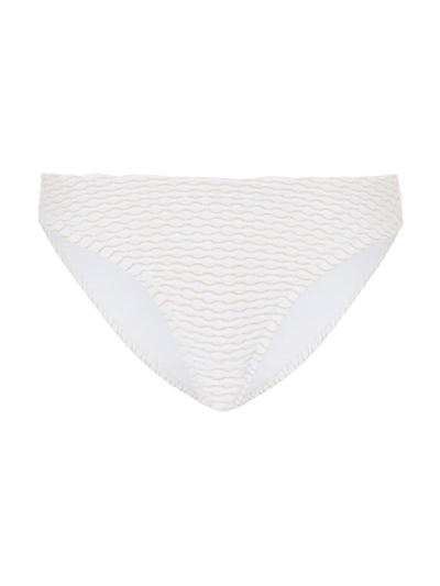 Milly Women's Margot Textured Waves Bikini Bottoms In White