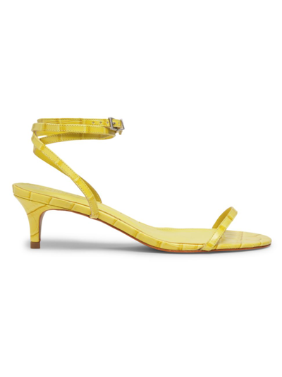 Schutz Women's Sherry 50mm Crocodile-embossed Leather Sandals In Citrus Yellow