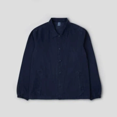 Mc Overalls Navy Fitted Cotton Canvas Coach Jacket In Blue