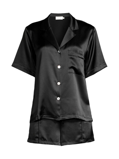 Ginia Women's Fine Finishes 2-piece Silk Pyjama Set In Black