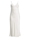 Ginia Long Silk Slip In Creme