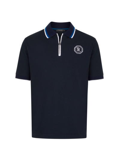 Stefano Ricci Men's Zip Polo Shirt In Blue