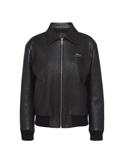 Prada Nappa Leather Jacket In Black