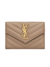 Saint Laurent Small Quilted Leather Envelope Wallet In Dusty Grey