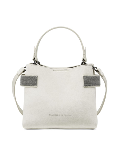 Brunello Cucinelli Women's Suede Bag With Precious Bands In Avorio