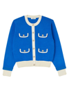 Sandro Women's Two-tone Cardigan With Buttons In Blue