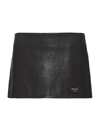 Prada Low-rise Leather Miniskirt In Black