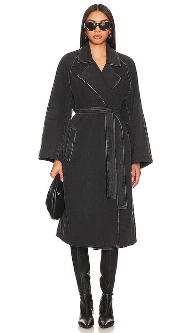 Good American Womens Black Uniform Denim-blend Coat