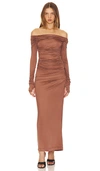 Helmut Lang One-shoulder Ruched Stretch-jersey Midi Dress In Rust