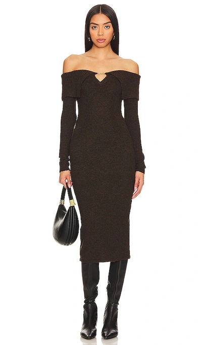 Astr Lillian Sweater Dress In Brown