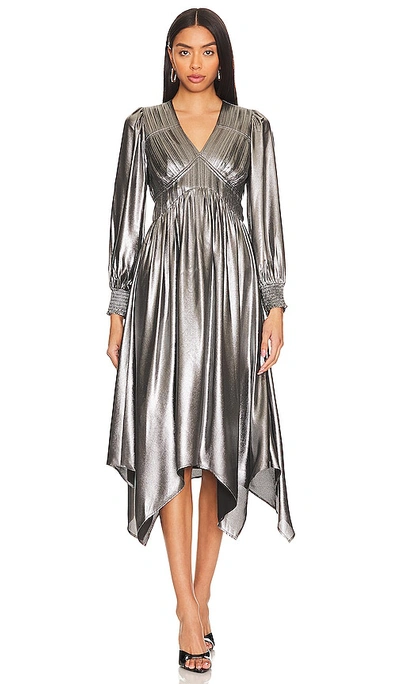 Allsaints Estelle Metallic Dress In Gunmetal Grey