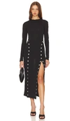 Fleur Du Mal Midi Dress With Side Snaps In Black