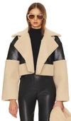 Steve Madden Alaina Faux Leather & Faux Shearling Cropped Coat In Black