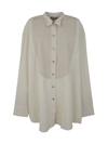 Our Legacy Collared Neck Tuxedo Shirt With Pleated Back In White