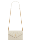 Saint Laurent Women's Cassandre Envelope Chain Wallet In Grain De Poudre Leather In Crema Soft