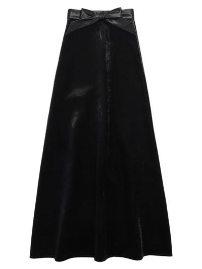 Balenciaga Velvet Maxi Skirt With Bow Detail In Black